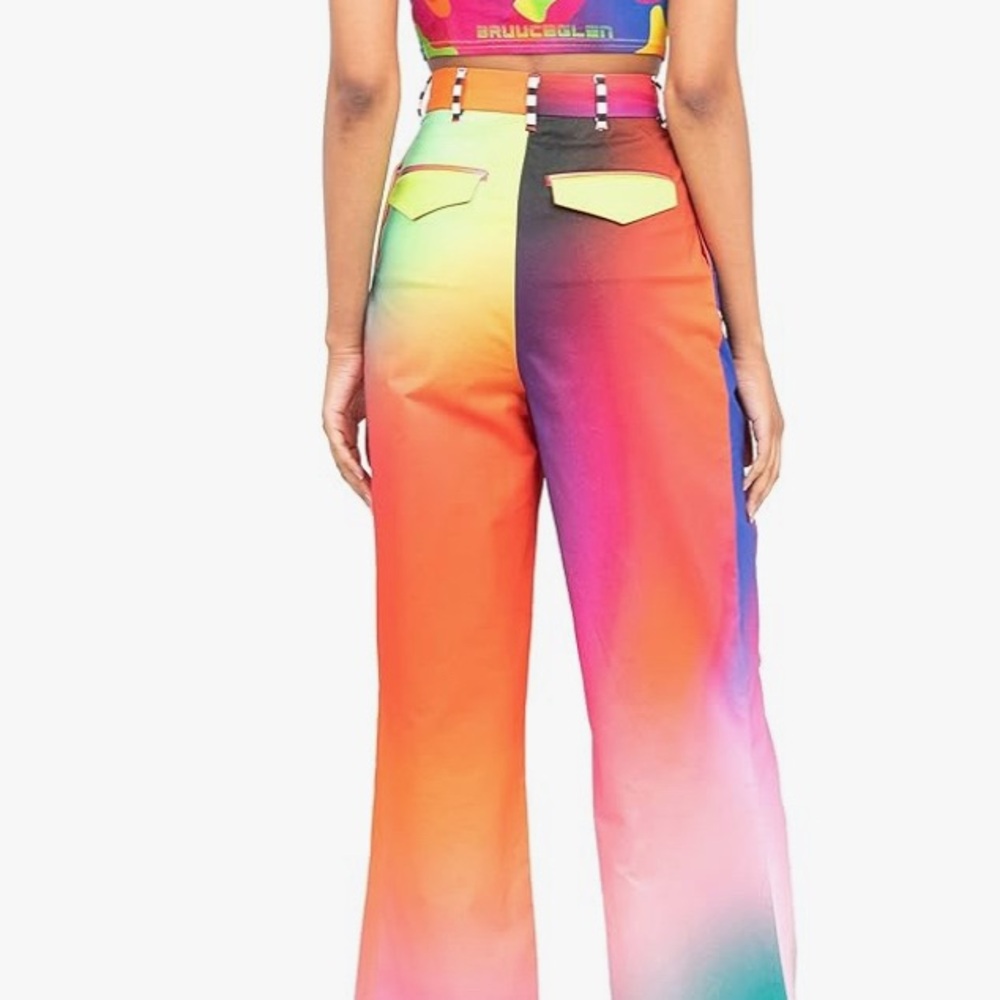 Colorful Gradient Wide Leg Women's Pants by Bruce Glen FITS LIKE A SIZE 8 PANTS